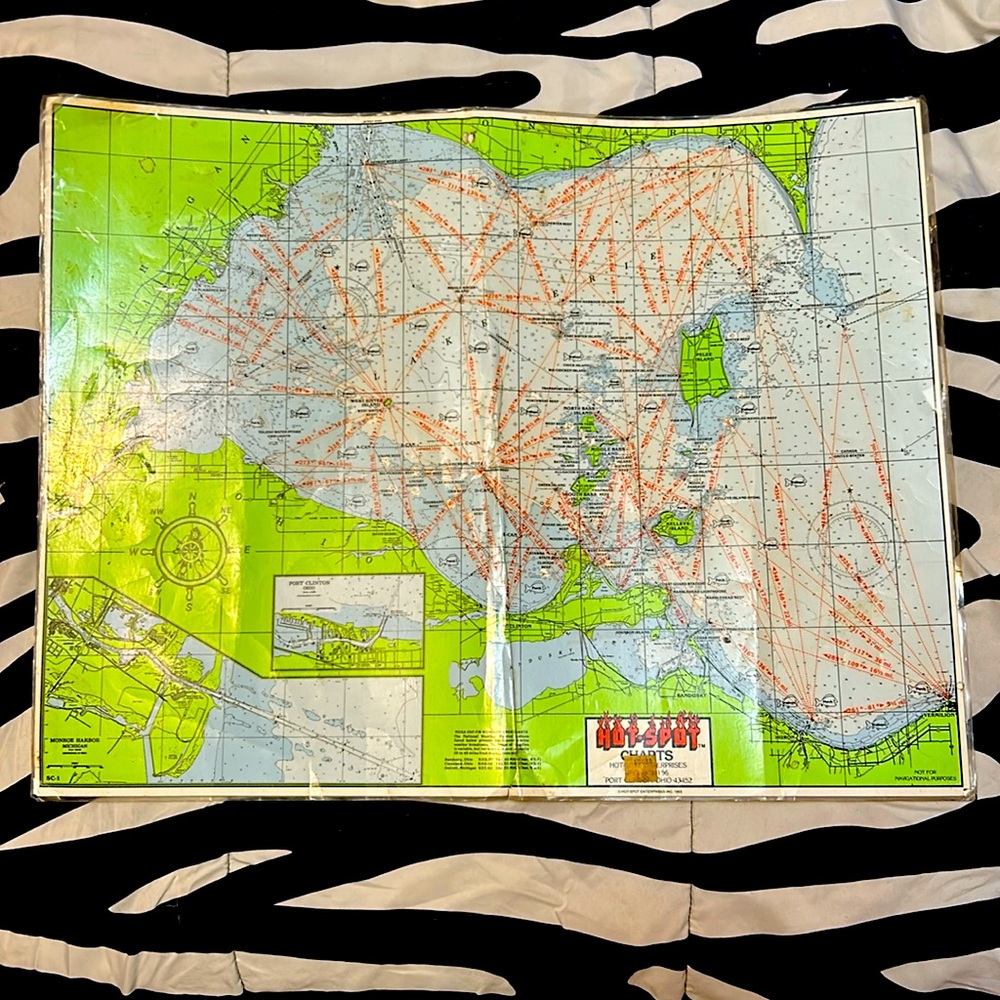 Vintage old school Map of Port Clinton, Ohio and surrounding areas